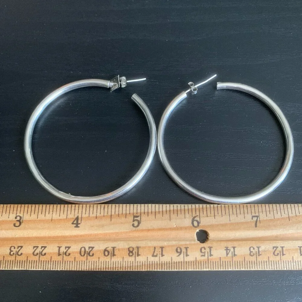 Sterling Electroform Hoop Earrings - Picture 2 of 3
